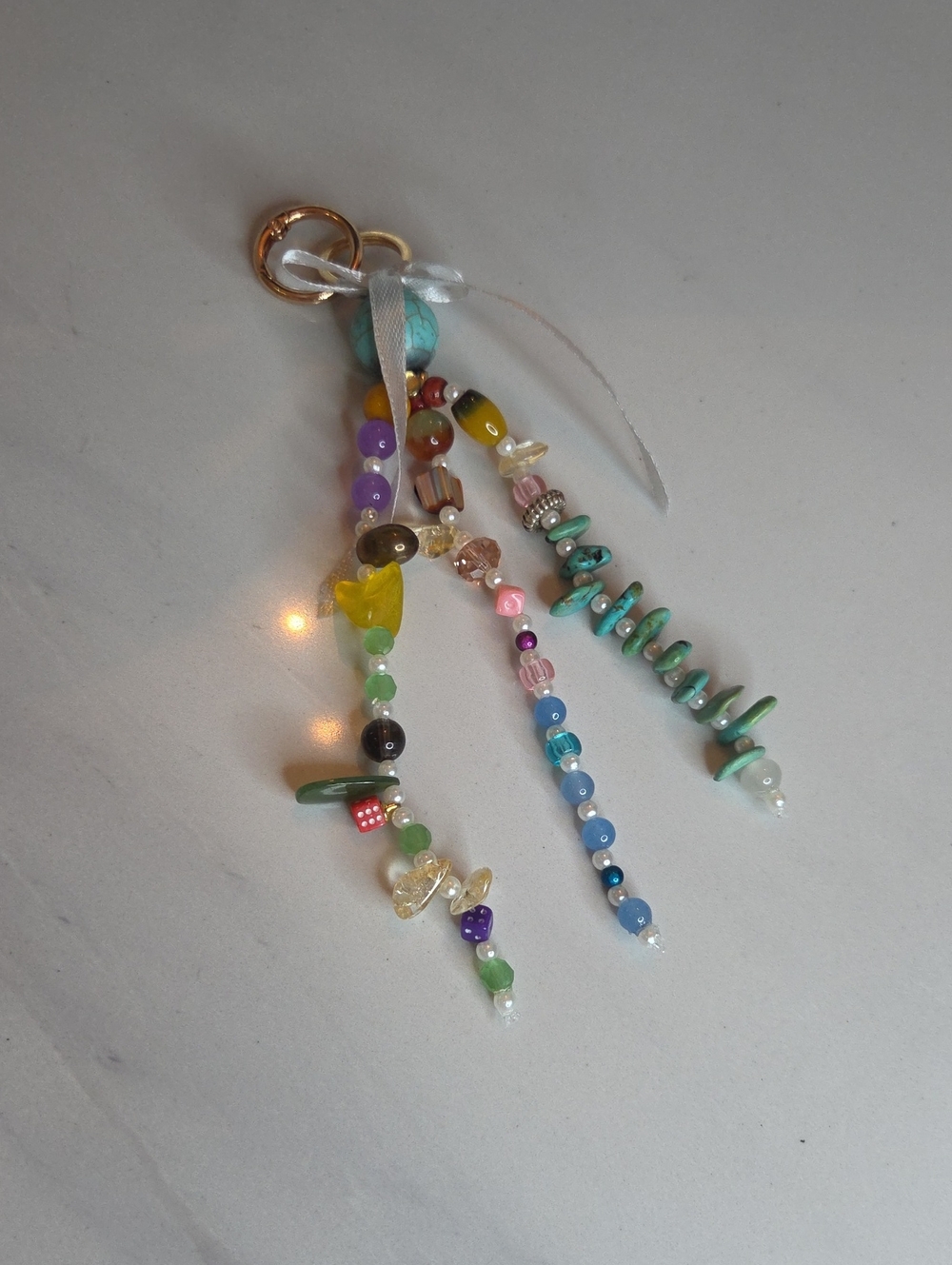Beaded Multi-Color Tassel Mix Stone Bag Charm